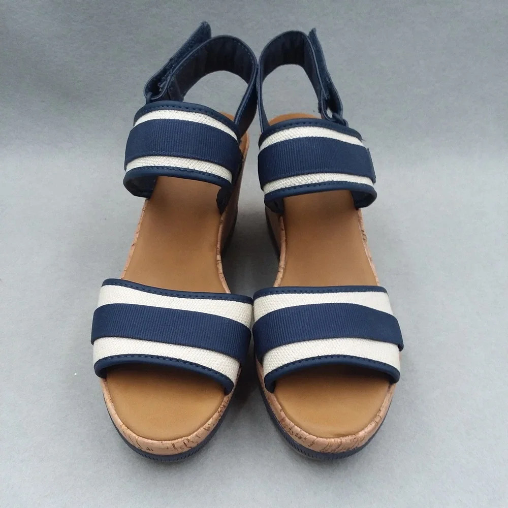 Sperry Kennedy Plushwave Wedge Sandals Stripe Platform Cork‎ Shoes Women's 9M